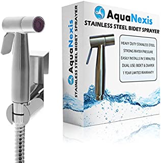 Aqua Nexis Premium Bidet Sprayer for Toilet, Stainless Steel Bathroom Handheld Spray, Best Used for Personal Hygiene and Potty Toilet Hygiene-Perfect Bottom Cleaner Spray and Shower Attachment