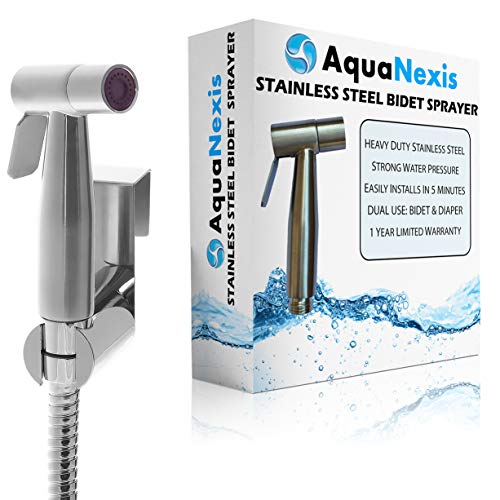 Aqua Nexis Premium Bidet Sprayer for Toilet, Stainless Steel Bathroom Handheld Spray, Best Used for Personal Hygiene and Potty Toilet Hygiene-Perfect Bottom Cleaner Spray and Shower Attachment