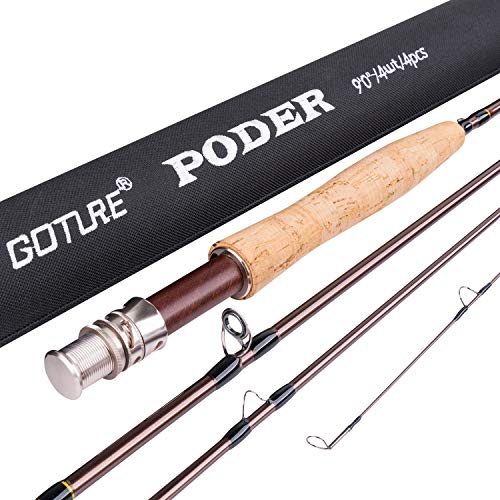 Goture Fly Fishing Rod - 9ft 4 Piece Fishing Rod for Sea, Freshwater Saltwater, Travel Fly Fishing Rod for Walleye, Bass, Salmon, Trout - 5wt Fly Rod