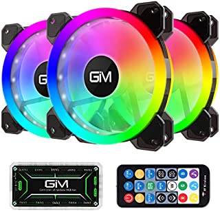 GIM KB-23 RGB Case Fans, 3 Pack 120mm Quiet Computer Cooling PC Fans, Music Rhythm 5V ARGB Addressable Motherboard SYNC/RC Controller, Colorful Cooler Speed Adjustable with Fan Control Hub