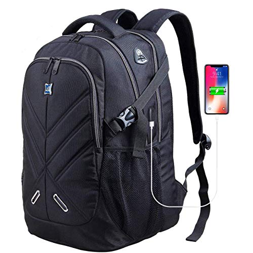 Backpack for Men and Women Fit 17 Inches All 15.6 Inches Laptops Waterproof Shockproof OUTJOY School Bag Travel Laptop Backpack Book Bag Business Work Daypack with USB Charging Port Black