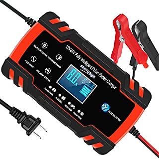 Automotive Battery Charger 12V/8A 24V/4A Trickle Charger Smart Automatic Battery Charger for Car Motorcycle Boat Marine Lawn Mower SLA ATV RV SUV Wet AGM Gel Cell Lead Acid Battery by YONHAN