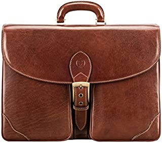 Maxwell Scott Luxury Italian Men's Leather Briefcase - Tomacelli3 Tan