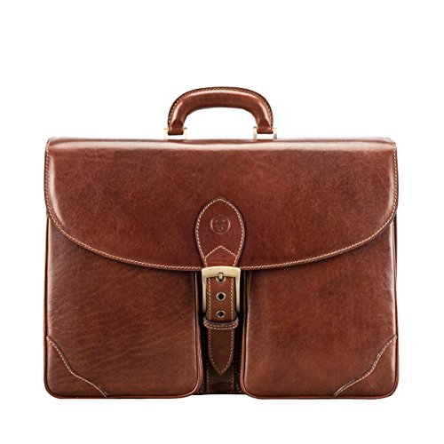 Maxwell Scott Luxury Italian Men's Leather Briefcase - Tomacelli3 Tan