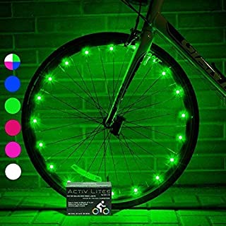 Active Life LED Wheel Lights (1 Tire, Green) Fun Bicycle Spoke Wire & Bike Frame Safety String Lights, Best Wheelchair Accessories & Top Baby Stroller Accessory for Men, Women, Children, Popular Teens