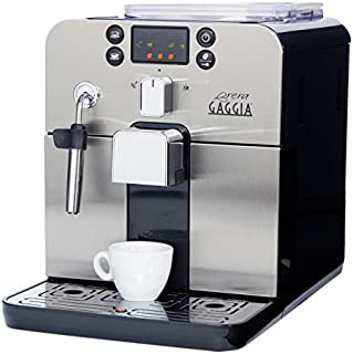 Gaggia Brera Super Automatic Espresso Machine in Black. Pannarello Wand Frothing for Latte and Cappuccino Drinks. Espresso from Pre-Ground or Whole Bean Coffee.