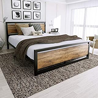 Amolife Full Size Bed Frame with Headboard,Platform Metal Bed Frame with Footboard,Strong Slat Support,No Box Spring Needed