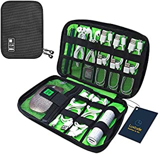 Luxtude Electronic Organizer Travel Cable Organizer Electronics Gadgets Accessories Case for USB Cable Cord, Charger, Power Bank, Phone, Hard Drives, USB Flash Drive, SD Card (Black)