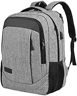 Monsdle Travel Laptop Backpack Anti Theft Water Resistant Backpacks School Computer Bookbag with USB Charging Port for Men Women College Students Fits 15.6 Inch Laptop (Grey)