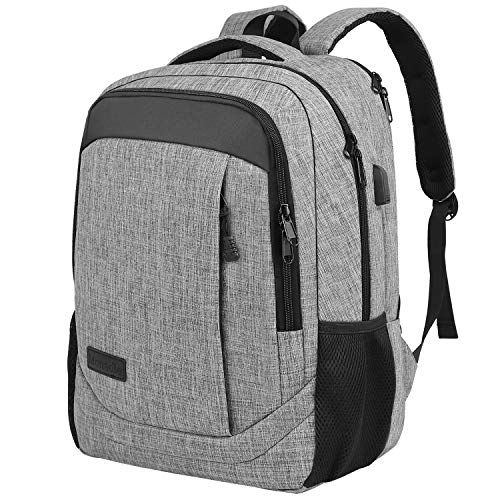 Monsdle Travel Laptop Backpack Anti Theft Water Resistant Backpacks School Computer Bookbag with USB Charging Port for Men Women College Students Fits 15.6 Inch Laptop (Grey)