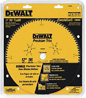 DEWALT 12-Inch Miter Saw Blade, Precision Trim, ATB, Crosscutting, 1-Inch Arbor, 96 Tooth (DW7296PT)