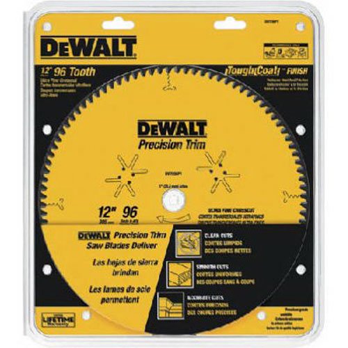 DEWALT 12-Inch Miter Saw Blade, Precision Trim, ATB, Crosscutting, 1-Inch Arbor, 96 Tooth (DW7296PT)