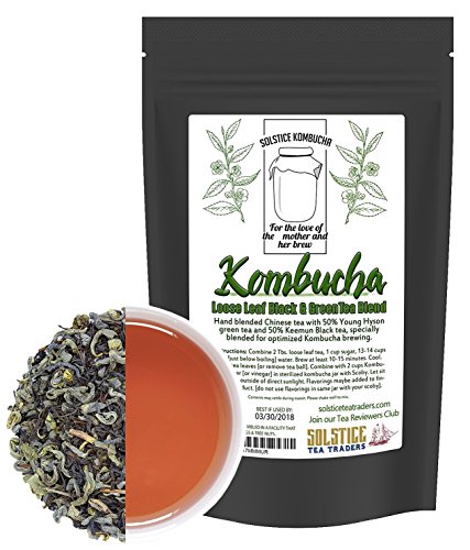 Kombucha Loose Leaf Black and Green Tea 50/50 Blend, 120 Servings, Keemun Black & China Young Hyson Green Tea for Brewing Kombucha (8-Ounces Total)