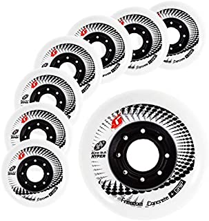 Inline Skate Wheels Hyper Concrete +G - 8 Wheels - 84A - Sizes: 72MM, 76MM, 80MM - Freeride, Slalom, Fitness, Urban - Colors: White, Black, Orange, Green, Cyan, Red (White, 80MM)