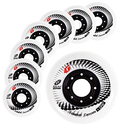 Inline Skate Wheels Hyper Concrete +G - 8 Wheels - 84A - Sizes: 72MM, 76MM, 80MM - Freeride, Slalom, Fitness, Urban - Colors: White, Black, Orange, Green, Cyan, Red (White, 80MM)