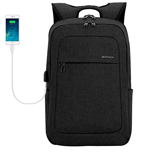 kopack 17 Inch Laptop Backpack Water Resistant/USB Charing/Anti-Theft Shockproof Slim Travel Computer Back Pack for College Business Grey Black