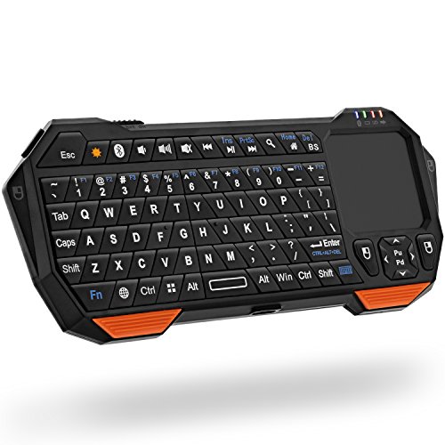 Fosmon Mini Bluetooth Keyboard (QWERTY Keypad), Wireless Portable Lightweight with built-in Touchpad, works with Apple TV, PS4, Smartphones and more