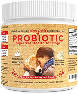 NEW FLAVOR! Best Probiotics for Dogs Powder - 5 Billion CFUs, Help for Dog Allergies, Dog Bad Breath, Yeast Overgrowth & Ear Discharge, Diarrhea, Gas & Constipation - 120 1/2 tsp Scoops