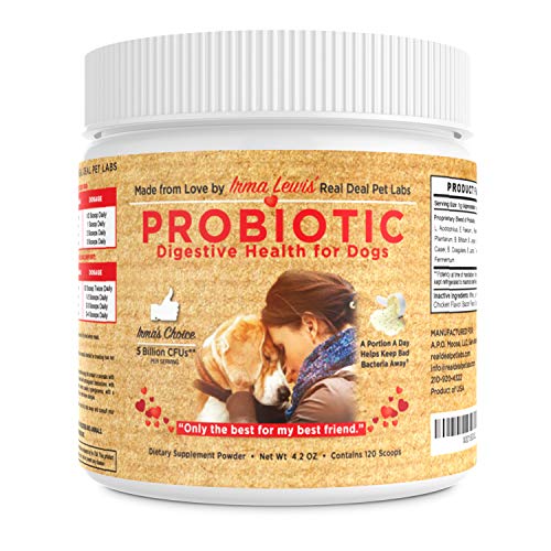 NEW FLAVOR! Best Probiotics for Dogs Powder - 5 Billion CFUs, Help for Dog Allergies, Dog Bad Breath, Yeast Overgrowth & Ear Discharge, Diarrhea, Gas & Constipation - 120 1/2 tsp Scoops