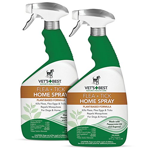 Vet's Best Flea and Tick Home Spray | Flea Treatment for Dogs and Home | Flea Killer with Certified Natural Oils | 32 Ounces (32 oz, 2 Pack)