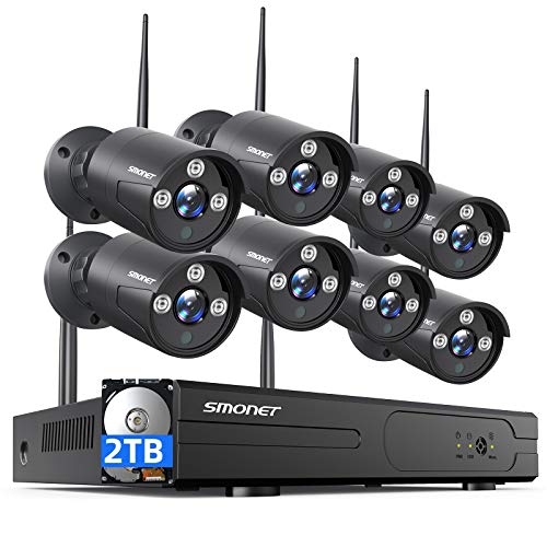 2021 NEWSMONET Security Camera System Wireless,8CH Full HD 1080P Home CCTV Surveillance Systems, 8pcs 2.0MP Indoor Outdoor Indoor Waterproof IP Cameras, Night Vision, Easy Remote View,2TB Hard Drive