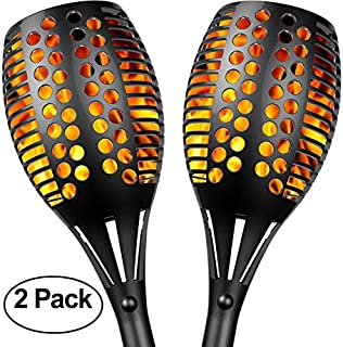 Sunlitec Solar Lights, Waterproof Flickering Flames Torches Lights Outdoor Landscape Decoration Lighting Dusk to Dawn Auto On/Off Security Torch Light for Garden Patio Deck Yard Driveway, 2 Pack