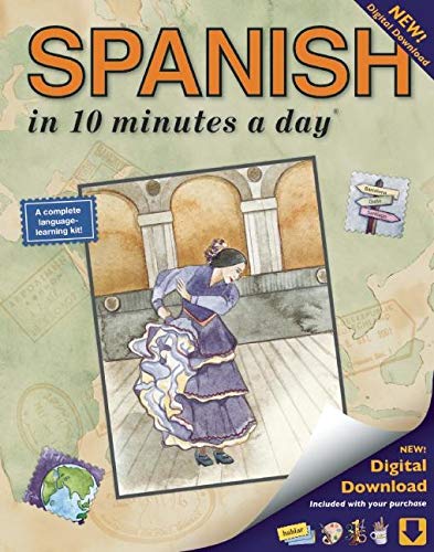 SPANISH in 10 minutes a day: Language course for beginning and advanced study. Includes Workbook, Flash Cards, Sticky Labels, Menu Guide, Software, ... Grammar. Bilingual Books, Inc. (Publisher)