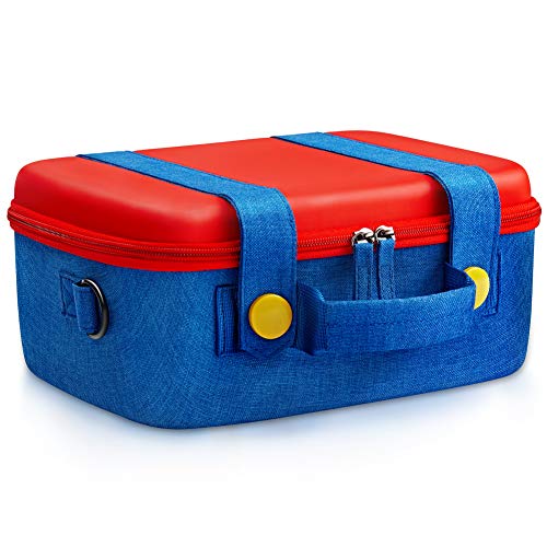 Travel Carrying Case Compatible With Nintendo Switch System,Cute and Deluxe,Protective Hard Shell Carry Bag for Mario Fans Console & Accessories
