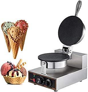 Happybuy Electric Ice Cream Cone Waffle Maker Machine 1200W Stainless Steel Nonstick Surface for Commercial Home Use, 10x13 inch