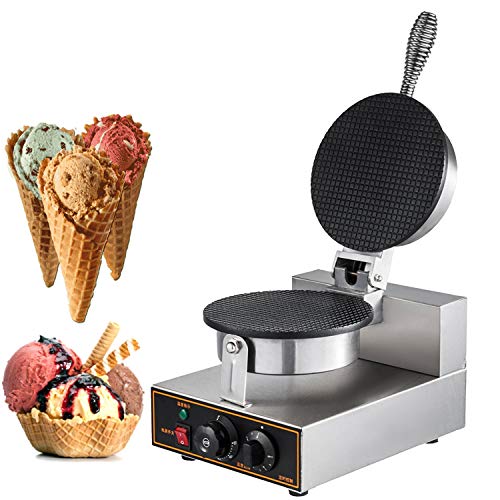 Happybuy Electric Ice Cream Cone Waffle Maker Machine 1200W Stainless Steel Nonstick Surface for Commercial Home Use, 10x13 inch