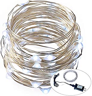 ITART 33FT Fairy Lights 100LED String Lights Cool White Plug in Waterproof on Ultra Thin Silver Wire with UL Adapter for Patio Garden Wedding Party Christmas DIY Decoration