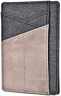 Minimalist Wallet For Men Front Pocket Wallet Gray Genuine Leather Wallet Small Rfid Blocking Security Credit Card Holder Protector Id Card Case Slim Wallet