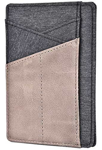 Minimalist Wallet For Men Front Pocket Wallet Gray Genuine Leather Wallet Small Rfid Blocking Security Credit Card Holder Protector Id Card Case Slim Wallet