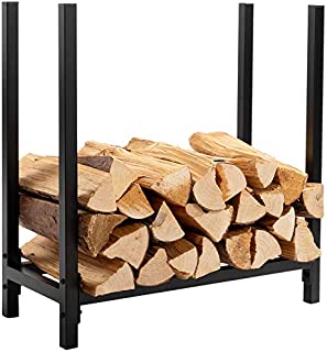 DOEWORKS Firewood Log Rack 2 FT Solid Firewood Storage Black Steel Firewood carrier Holder for indoor/outdoor Fireplace