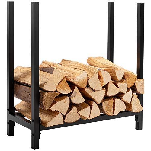 DOEWORKS Firewood Log Rack 2 FT Solid Firewood Storage Black Steel Firewood carrier Holder for indoor/outdoor Fireplace