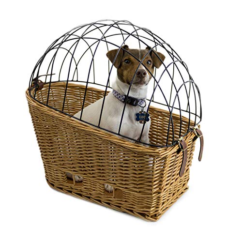 Cape May Large Rear Mount Willow Bicycle Basket for Dogs - Hand Crafted by Beach and Dog Co - Cage and mounting Bracket Included