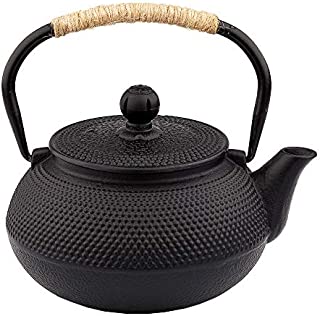 Cast Iron Tea pot, Japanese Tetsubin Tea Kettle Durable Cast Iron Teapot with Tea strainer and a Fully Enameled Interior (900ml)