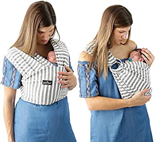 4 in 1 Baby Carrier Wrap and Baby Sling Carrier, Gray and White Stripes Cotton