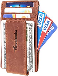 Travelambo Money Clip Front Pocket Wallet Slim Minimalist Wallet RFID Blocking (Elite Deep Brown)