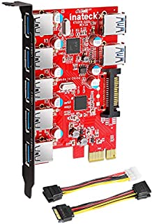 Inateck Superspeed 7 Ports PCI-E to USB 3.0 Expansion Card - 5 USB 3.0 Ports and 2 Rear USB 3.0 Ports Express Card Desktop with 15 Pin SATA Power Connector, Including Two Power Cables (KT5002)