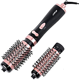 JOYYUM 1000W 3-in-1 Hot Air Spin Brush for Styling and Frizz Control Auto-rotating Curling Negative Ionic Hair Curler Dryer Brush, 1 1/2 Inch and 2 Inch Brush Attachments, Rose Gold