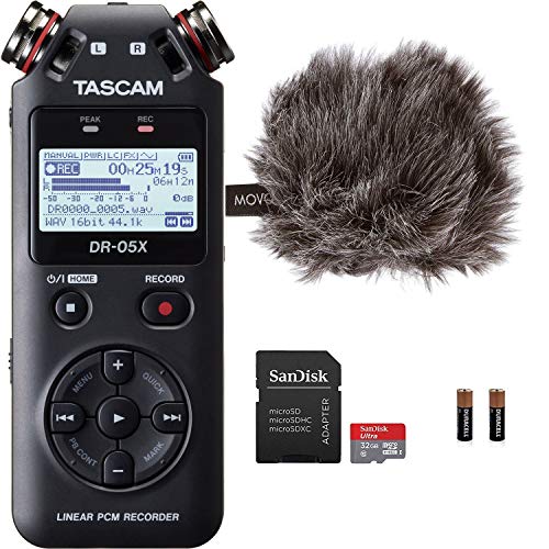 Tascam DR-05X Stereo Handheld Digital Audio Recorder & USB Interface Bundle with Movo