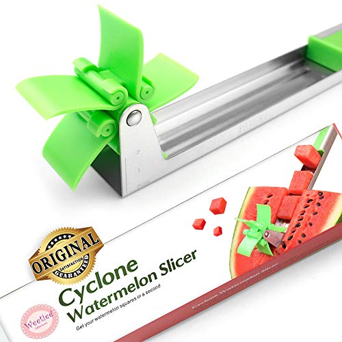 Watermelon Windmill Cutter Slicer [Original] - Weetiee Auto Stainless Steel Melon Cuber Knife - Fun Fruit Vegetable Salad Quickly Cut Tool, Best Gift For Girls Mom Friends, Must Have Kitchen Gadget