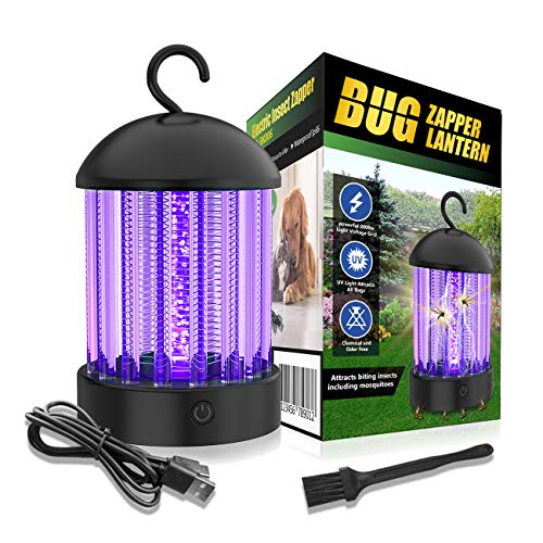 OKK Portable Electronic Indoor Insect Killer, Powerful Bug Zapper with 10 Hours Working Time and Mosquito Killer Safety 3-in-1 Light 360 Degree Outdoor Mosquito Trap for Home, Garden, CampingFishing