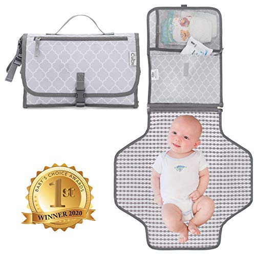 Baby Portable Changing Pad, Diaper Bag, Travel Mat Station Grey Large