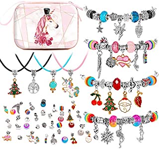 BESTISUR DIY Charm Bracelet Making Kit for Girls Silver Plated Snake Chain Jewelry Making Kit for Teens Christmas Gifts for Girls - 4 Bracelets and 4 Necklaces