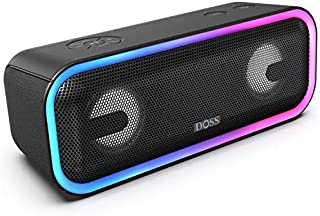 Bluetooth Speakers, DOSS SoundBox Pro+ Wireless Bluetooth Speaker with 24W Impressive Sound, Booming Bass, Wireless Stereo Pairing, Mixed Colors Lights, IPX5, 66FT Wireless Range,15 Hrs Playtime-Black