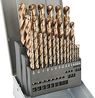 BeHappy Drill Bit Set 29pcs,M35 Cobalt Drill Bit Set,High Speed Steel Twist Drill Bit Set for Hardened Metal, Stainless Steel, Cast Iron and Wood Plastic with Metal Indexed Storage Case,1/16