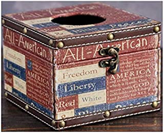 S Forever Vintage Series Waterproof Faux Leather Square Roll Tissue Box Cover (Square - Freedom Peace)