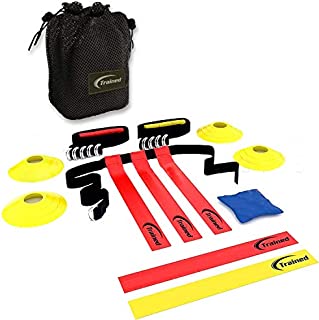 FLAG FOOTBALL SET By Trained,10 man Set ,Premium Football Gear , Flags, Belts, eBook & More, Bonus: Stylish Carry Bag (Durable Nylon)